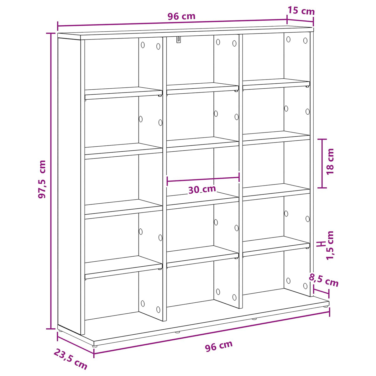 CD ormar Crni hrast 96 x 23,5 x 97,5 cm Konstruirano drvo
