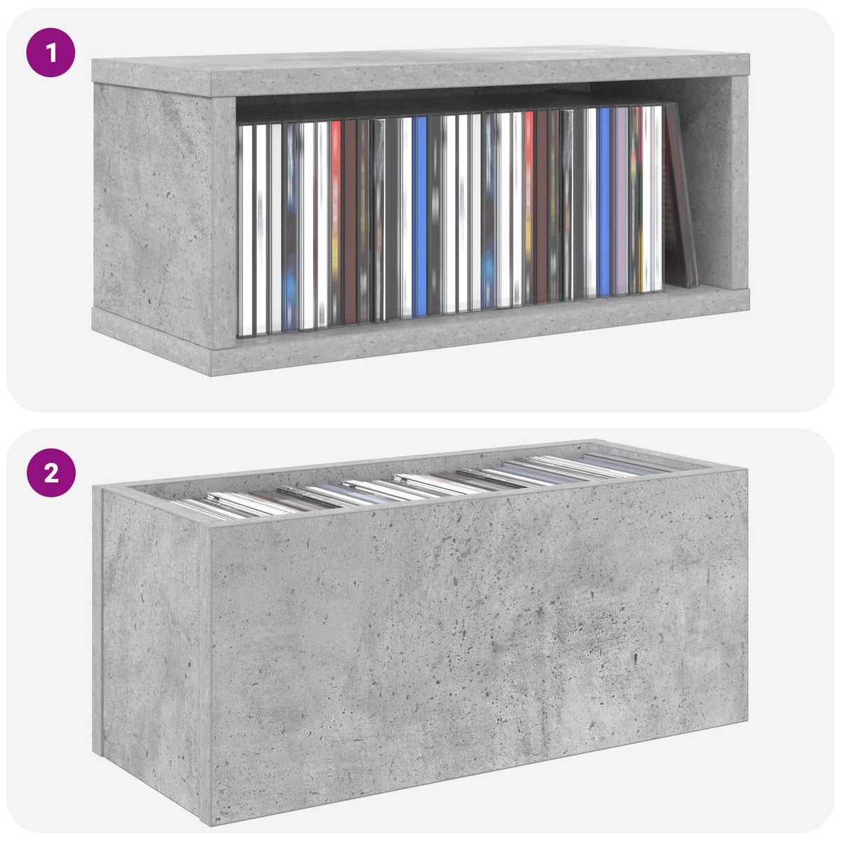 Stalak za CD-ove Betonska siva 40 x 17 x 17 cm