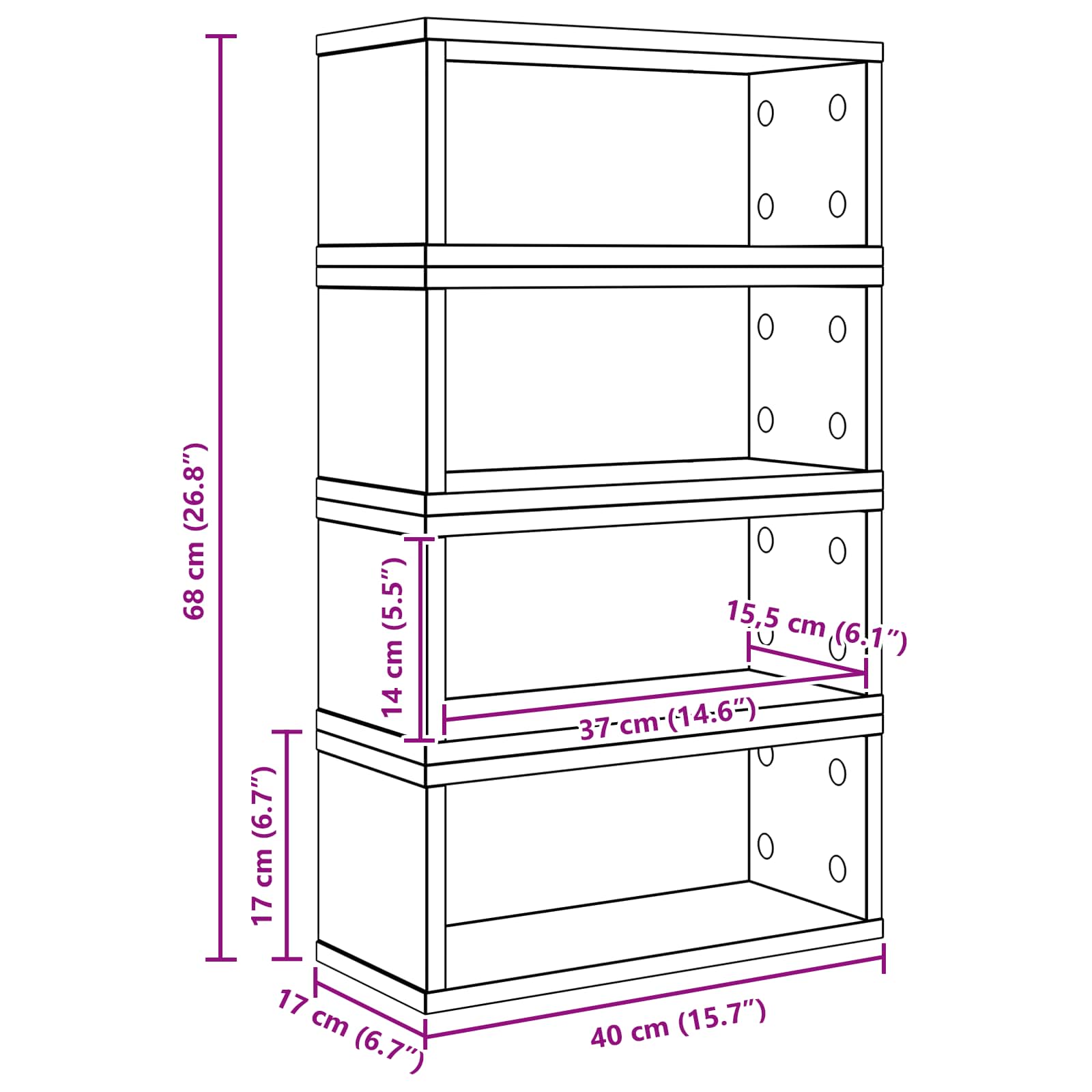 Stalak za CD-ove 4 kom. Dimljeni hrast 40 x 17 x 17 cm