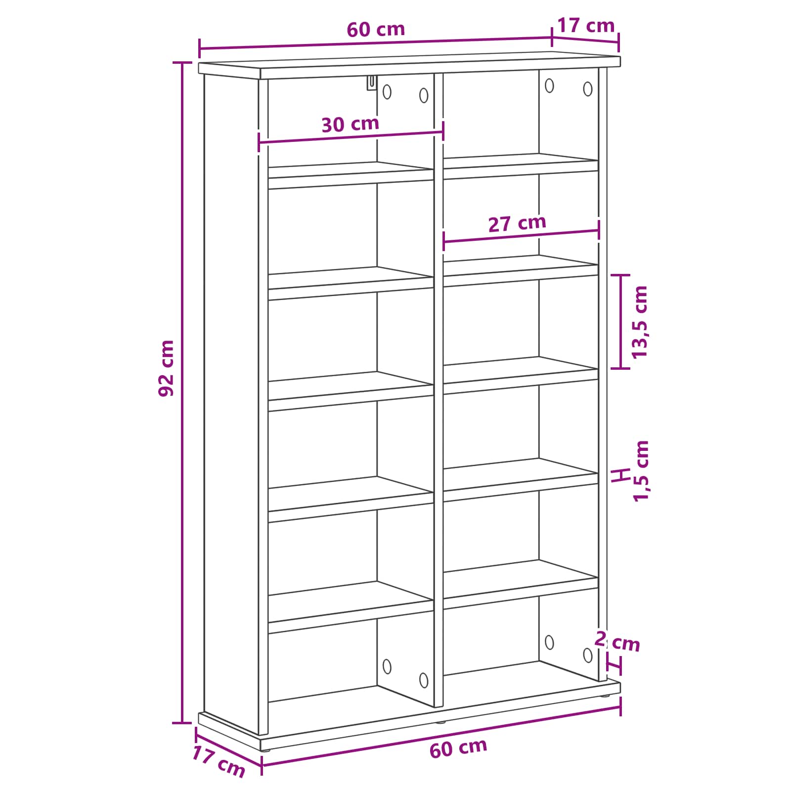 CD ormar Crni hrast 60 x 17 x 92 cm Konstruirano drvo