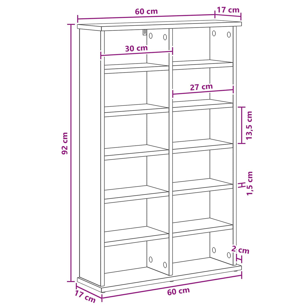 CD ormar Hrast sonoma 60 x 17 x 92 cm Konstruirano drvo
