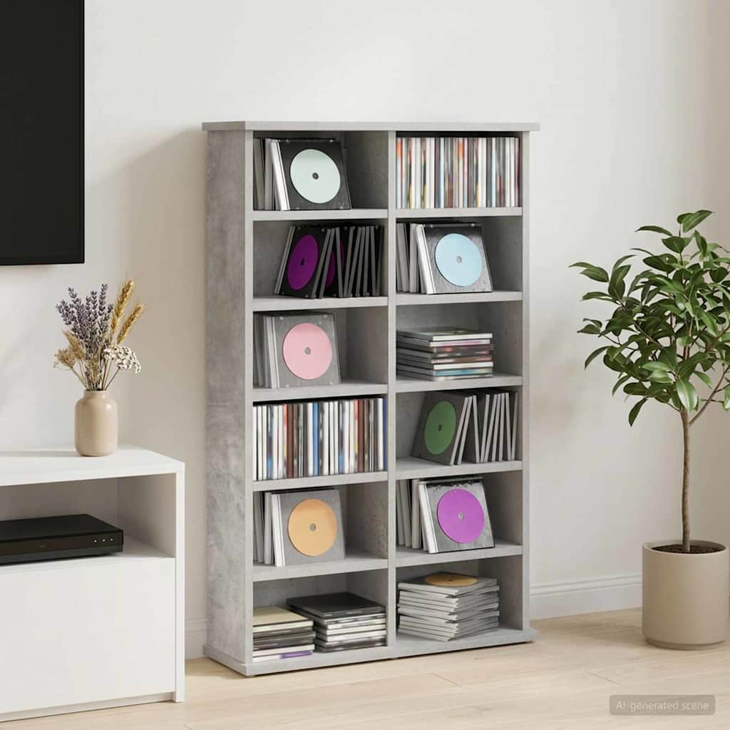 CD ormar Betonska siva 60 x 17 x 92 cm Konstruirano drvo