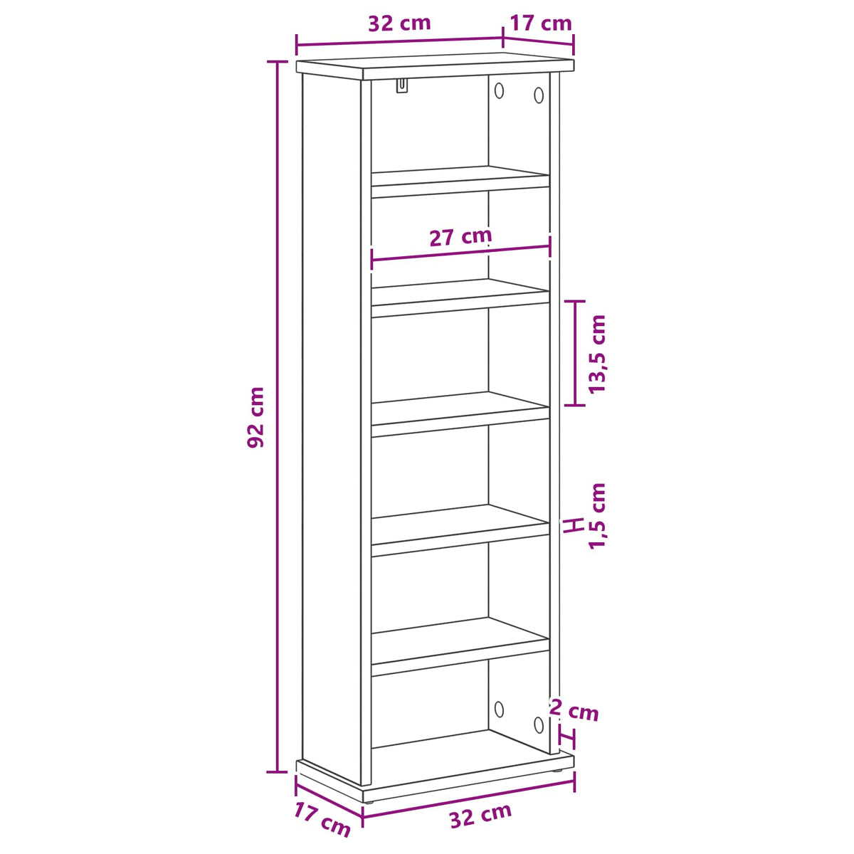 CD ormar Siva Sonoma 60 x 17 x 92 cm Konstruirano drvo
