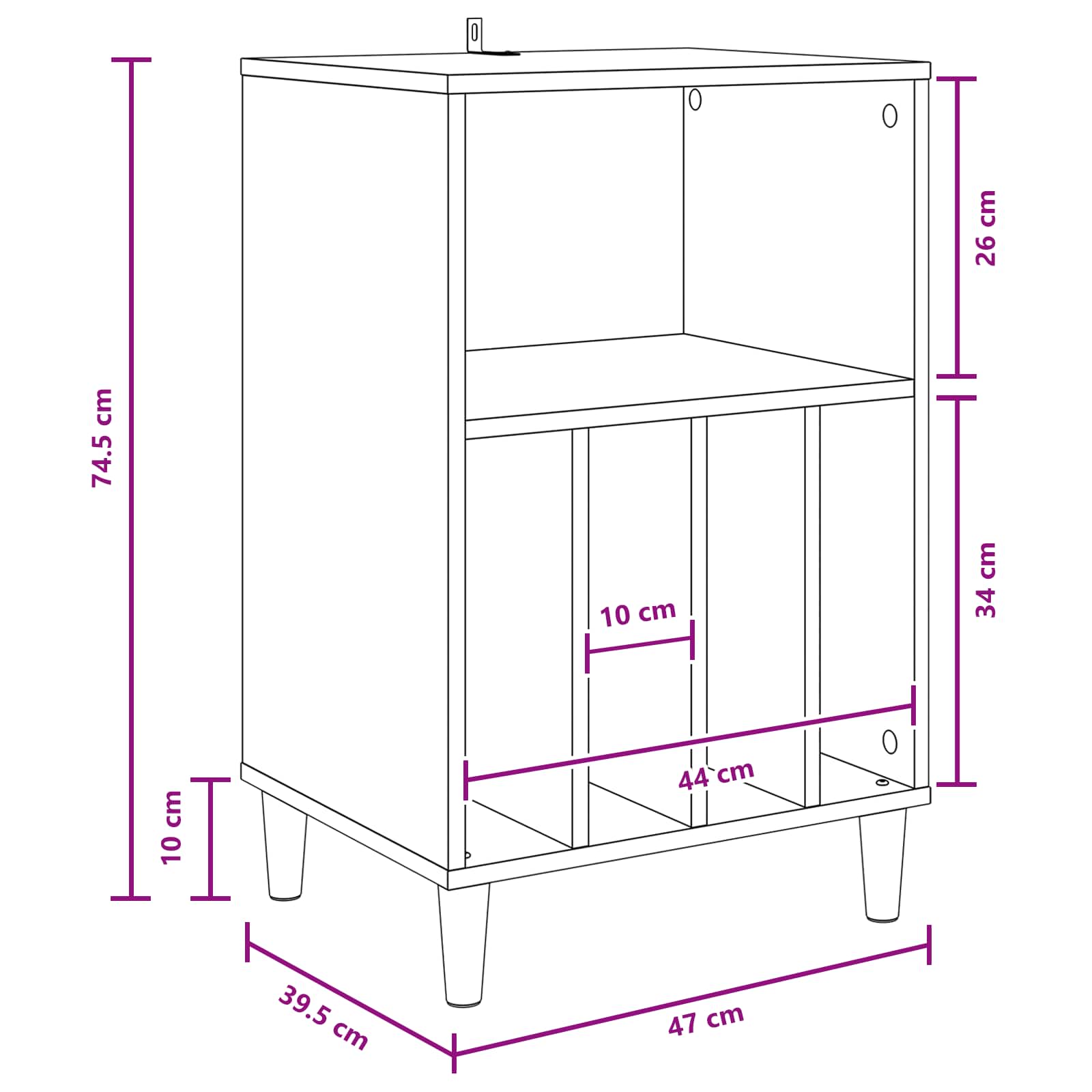 Stalak za gramofon Drvo hrasta 47 x 39,5 x 74,5 cm
