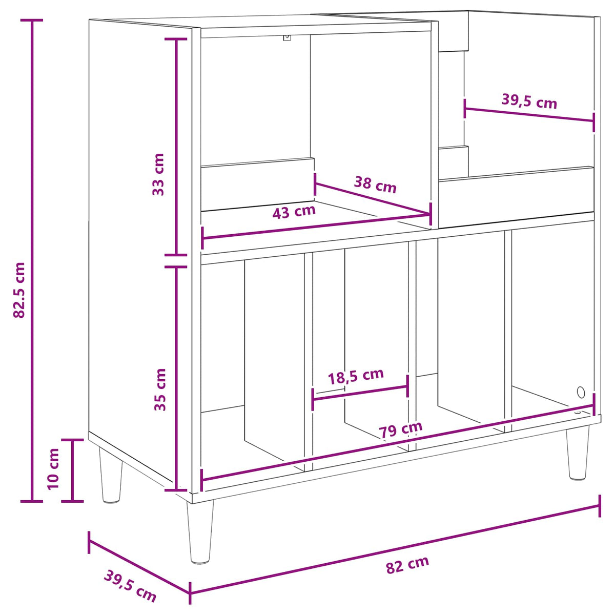 Stalak za gramofon Siva Sonoma 82 x 39,5 x 82,5 cm