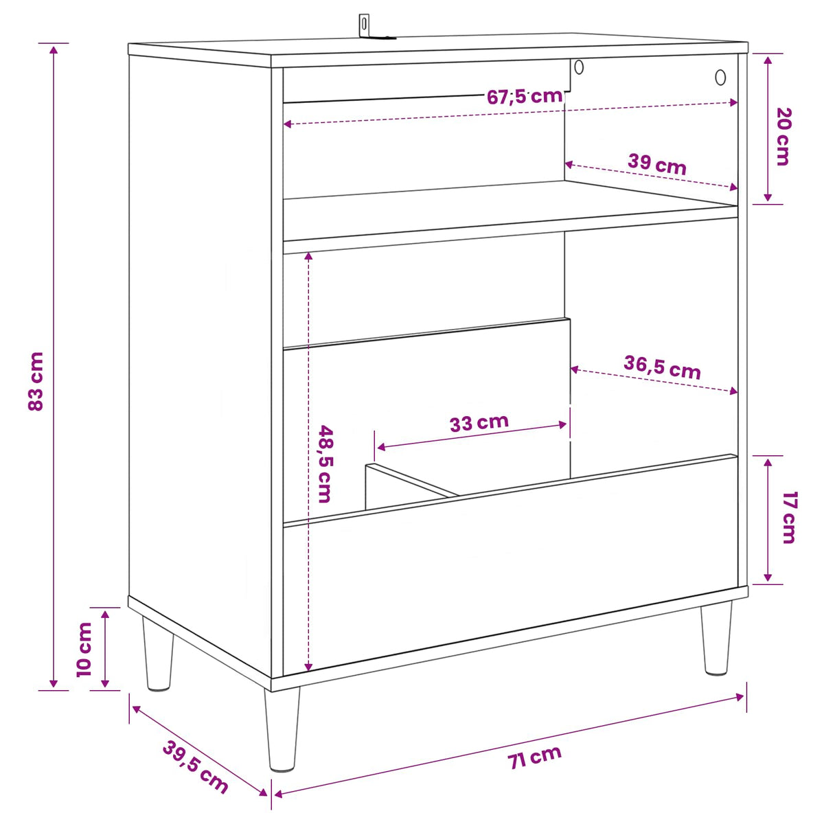 Stalak za gramofon Siva Sonoma 71 x 39,5 x 83 cm
