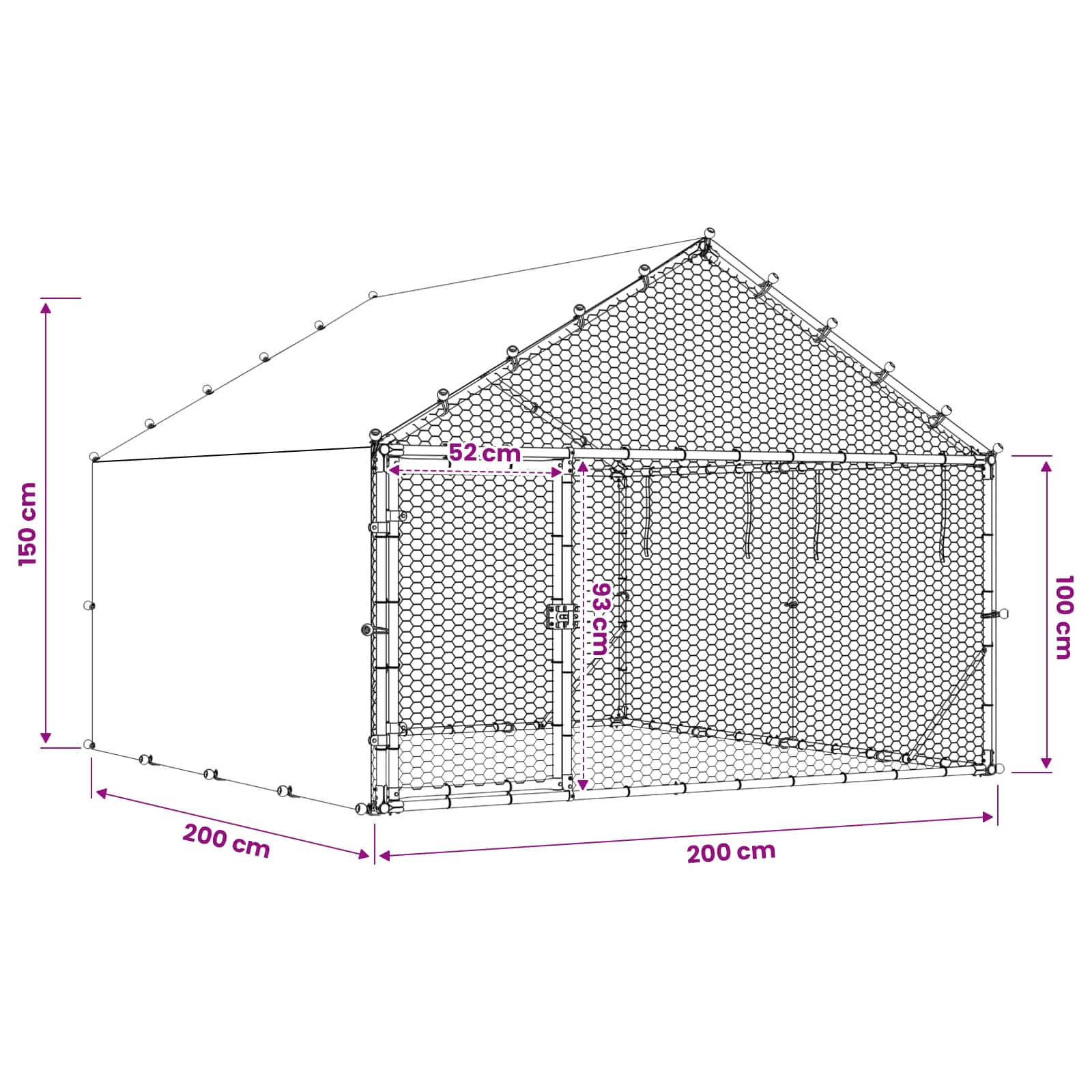 Kokošinjac s krovom Srebrna 200 x 200 x 150 cm Pocinčani čelik