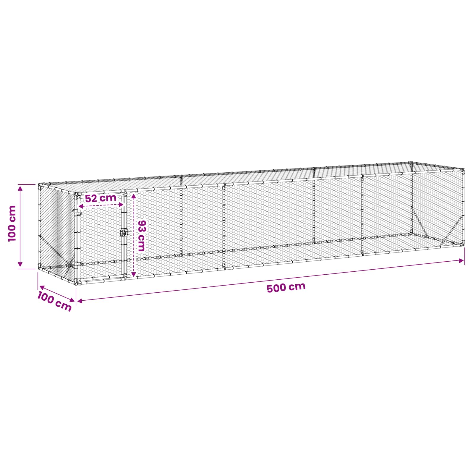 Kokošinjac Srebrna 500 x 100 x 100 cm Pocinčani čelik