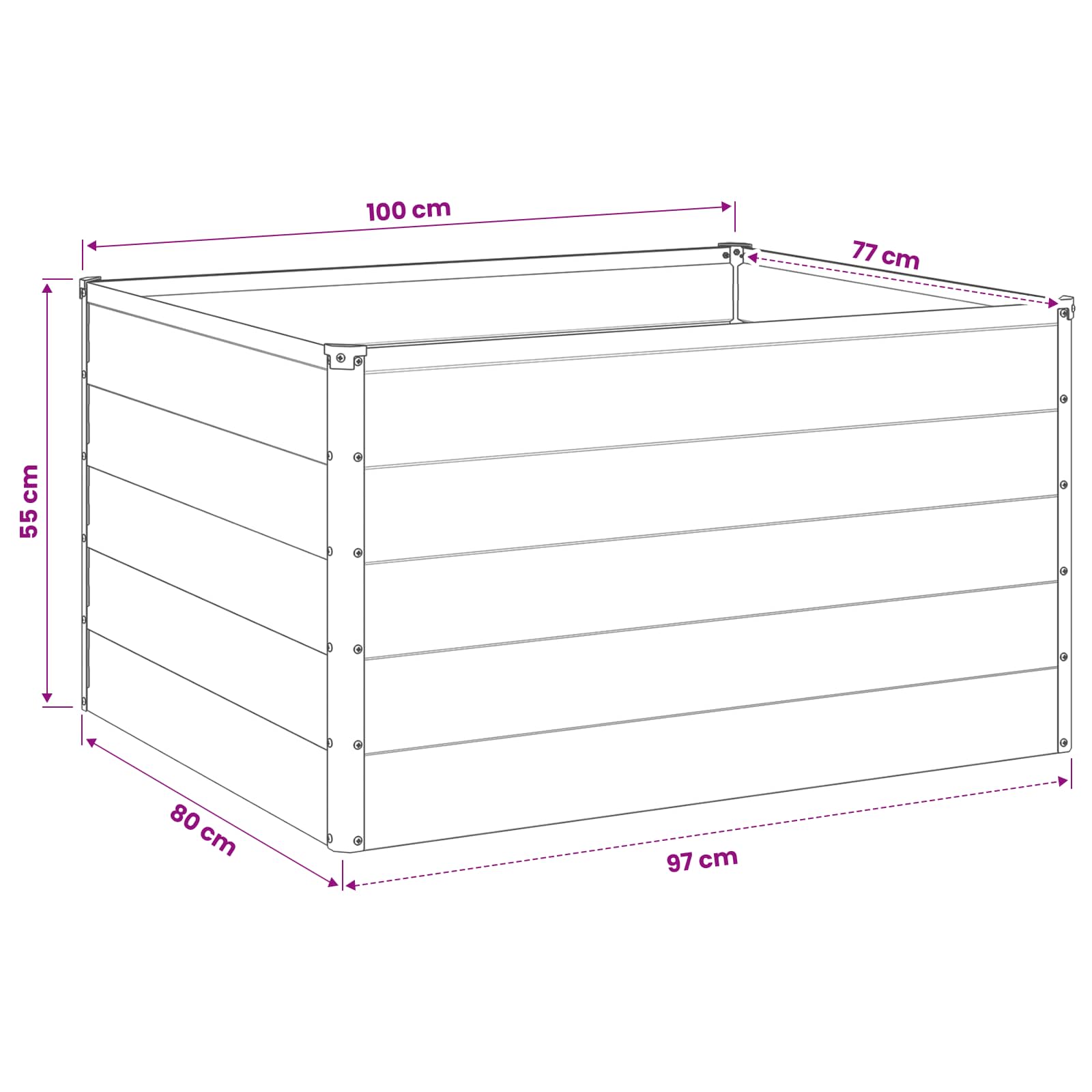 Povišeni vrtni krevet Crna 100 x 80 x 55 cm