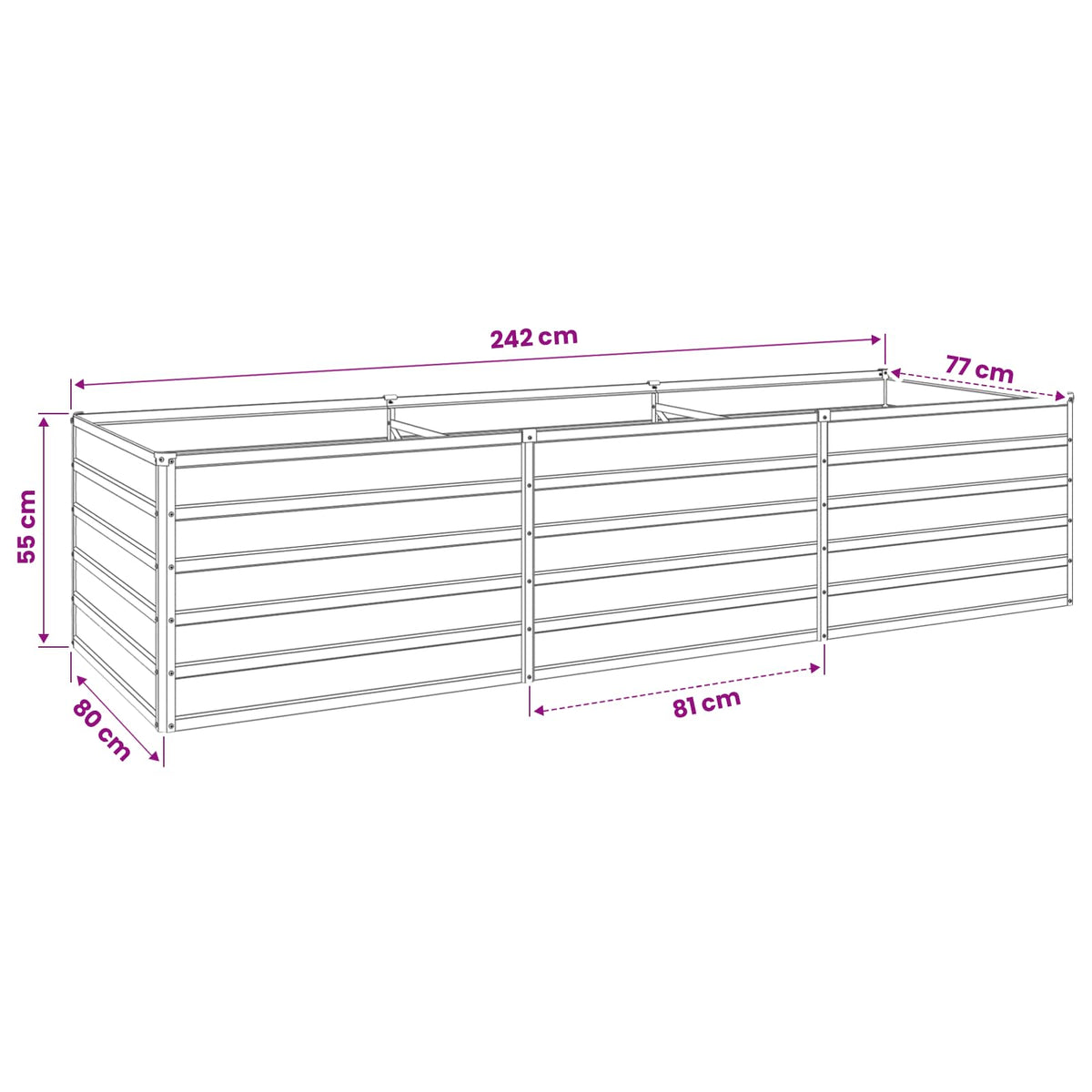 Povišeni vrtni krevet Rđa 240 x 80 x 55 cm corton