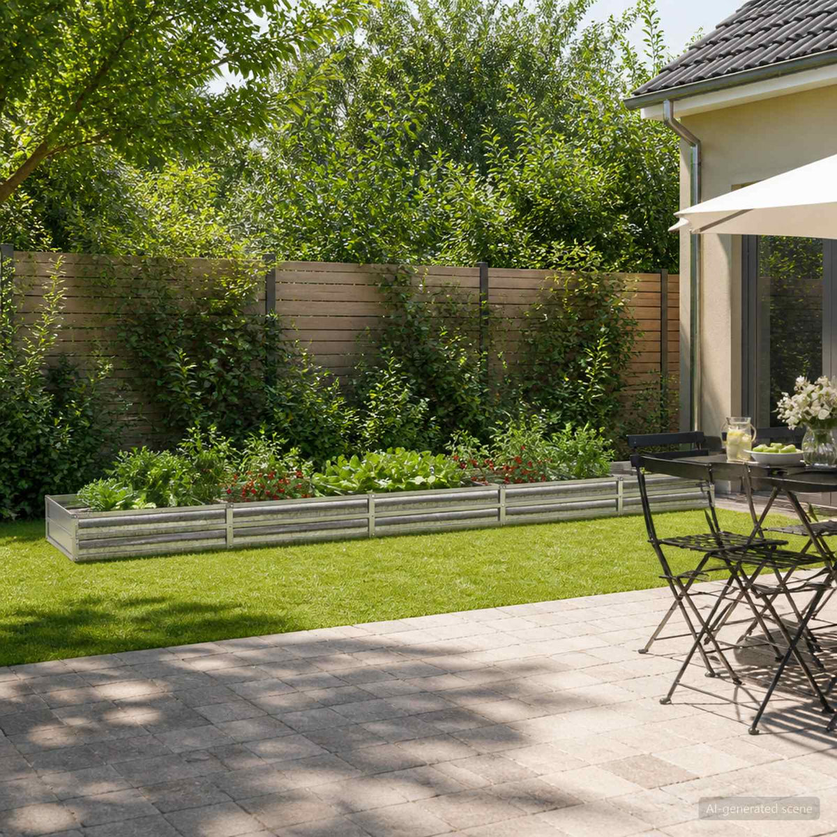 Povišeni vrtni krevet Srebrna 400 x 80 x 24 cm cinkani