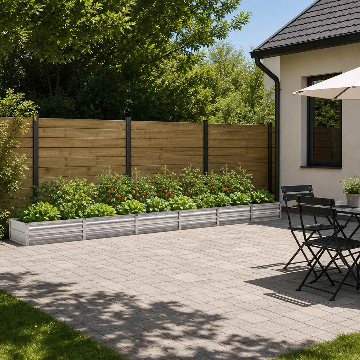 Povišeni vrtni krevet Srebrna 480 x 80 x 24 cm cinkani