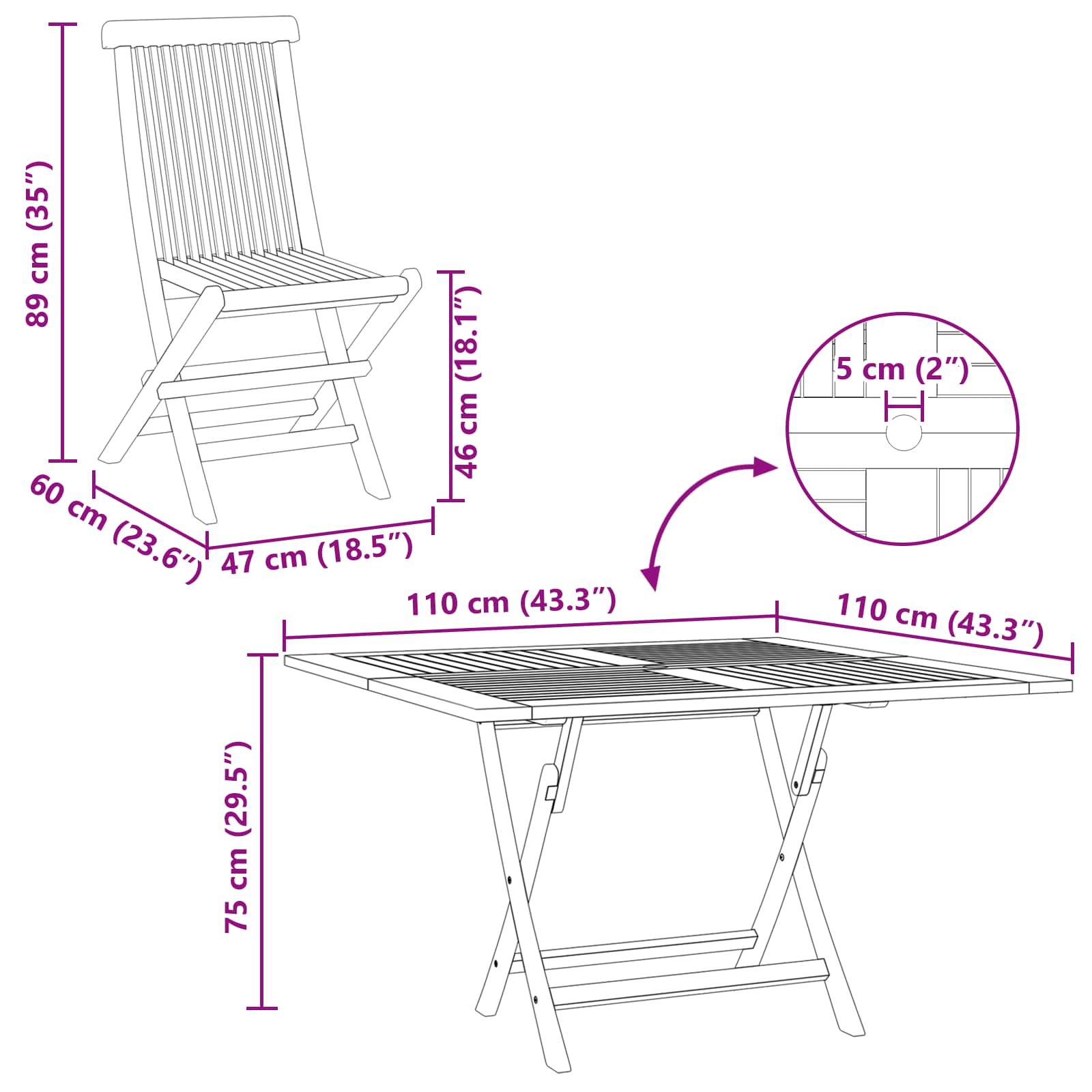 Bistro set za vrt 3 pcs Smeđa Masivno tikovno drvo