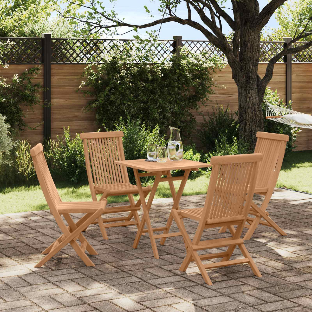 Sklopivi vrtni blagovaonski set 5 pcs Prirodna Čvrsto teak drvo