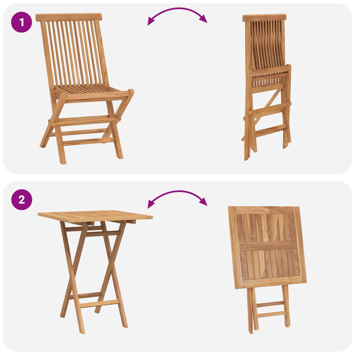 Sklopivi vrtni blagovaonski set 5 pcs Prirodna Čvrsto teak drvo
