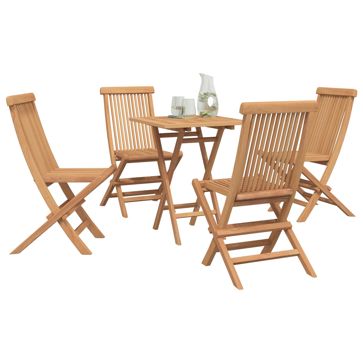 Sklopivi vrtni blagovaonski set 5 pcs Prirodna Čvrsto teak drvo