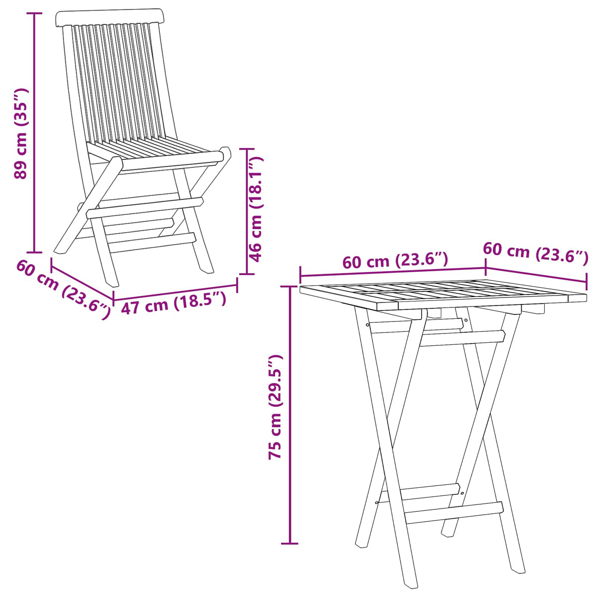 Sklopivi vrtni blagovaonski set 5 pcs Prirodna Čvrsto teak drvo