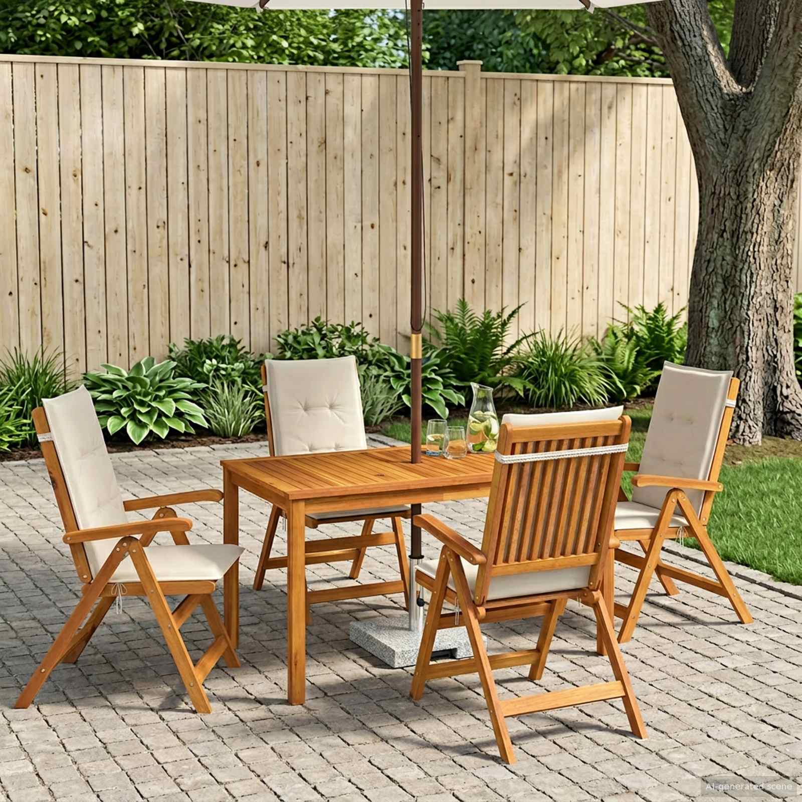 5-Piece Garden Dining Set Prirodna Čvrsto drvo akacije