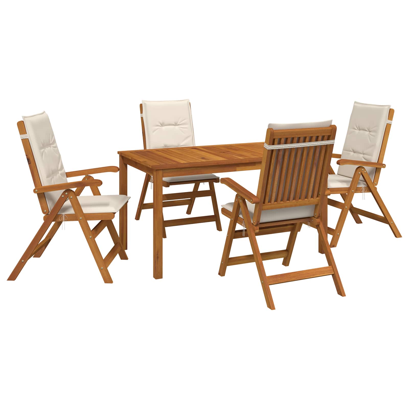 5-Piece Garden Dining Set Prirodna Čvrsto drvo akacije