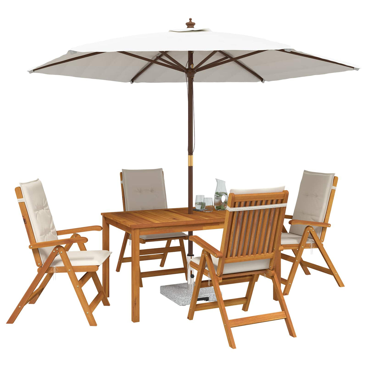 5-Piece Garden Dining Set Prirodna Čvrsto drvo akacije