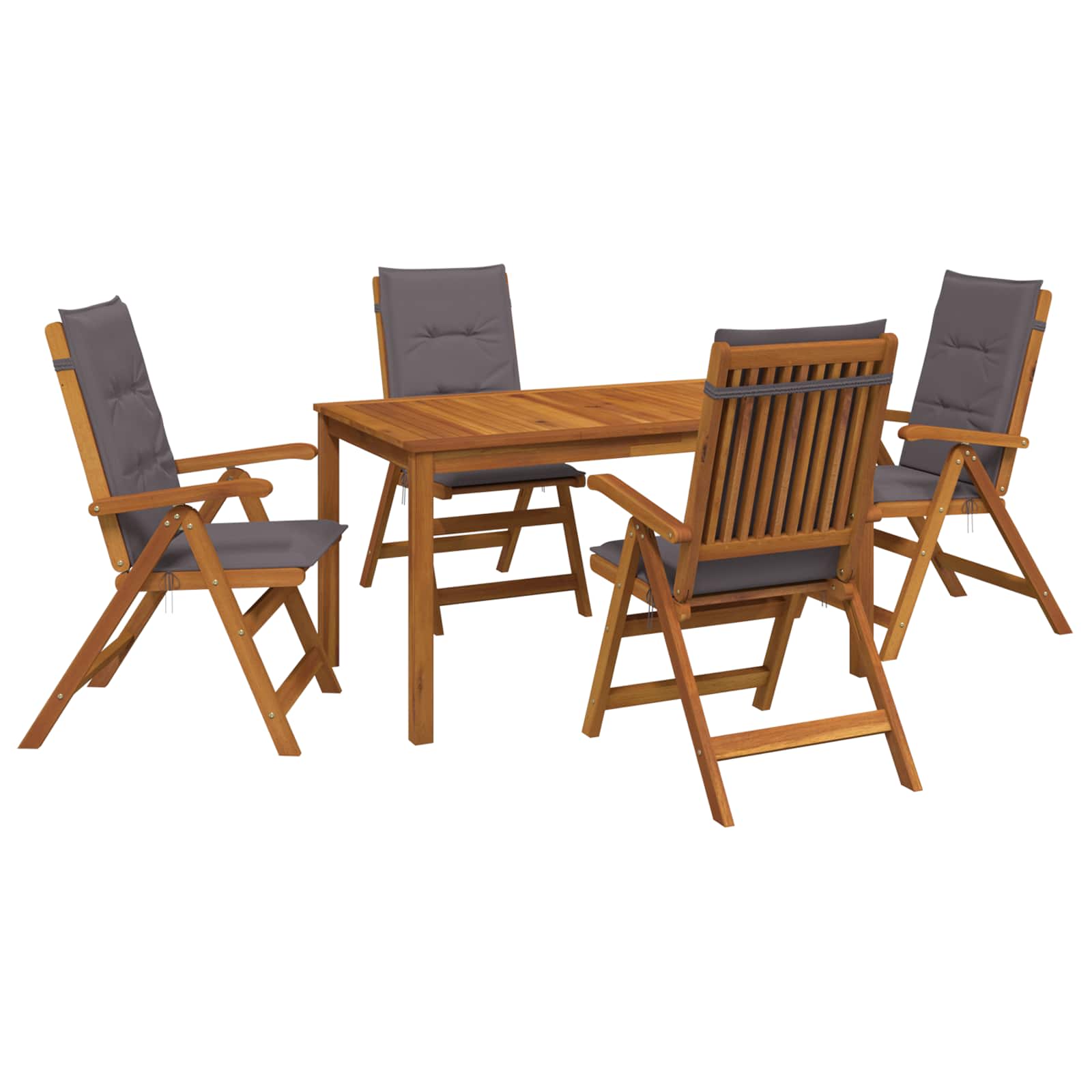 5-Piece Garden Dining Set Prirodna Čvrsto drvo akacije