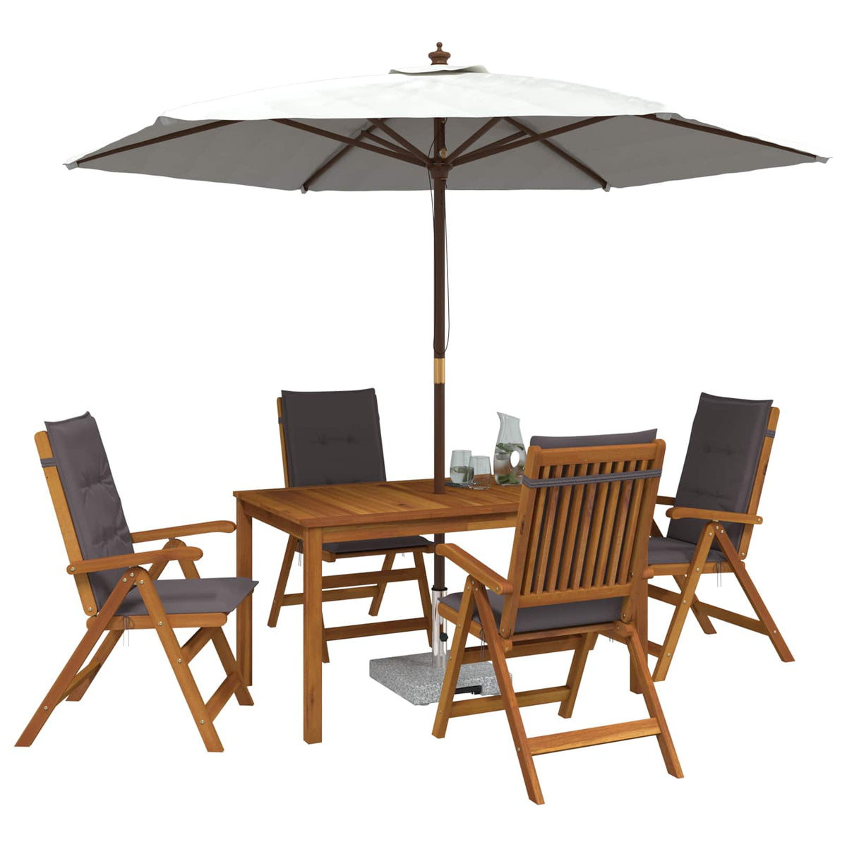 5-Piece Garden Dining Set Prirodna Čvrsto drvo akacije