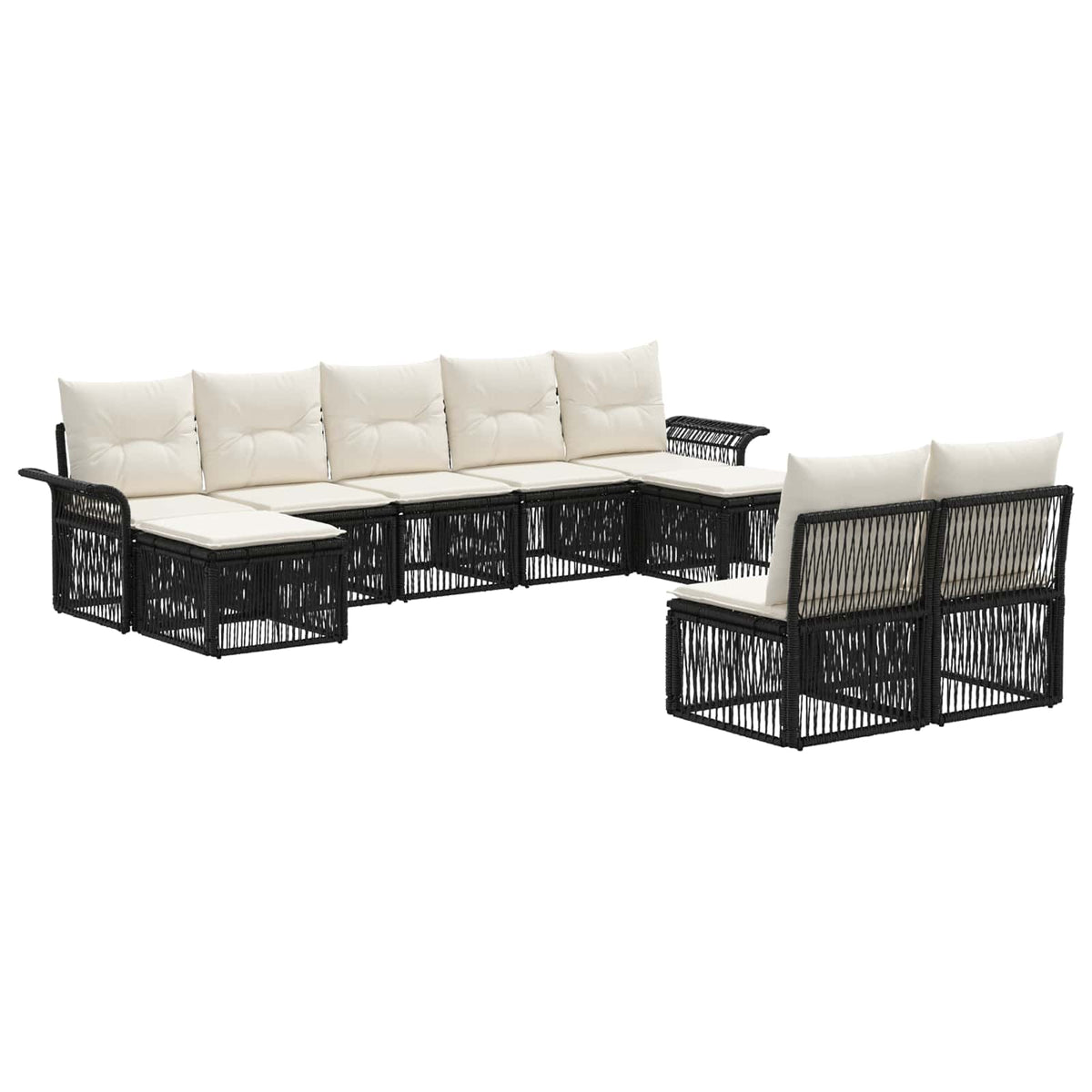Sjedeća garnitura za vrt 9 kom. Crna poliratan 70.5 x 62 x 70 cm