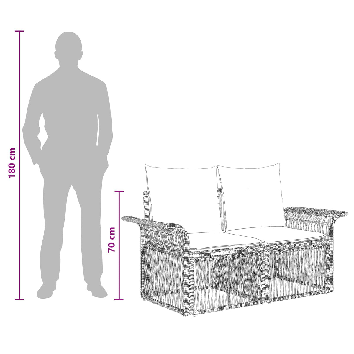 Sjedeća garnitura za vrt 13 kom. Crna poliratan