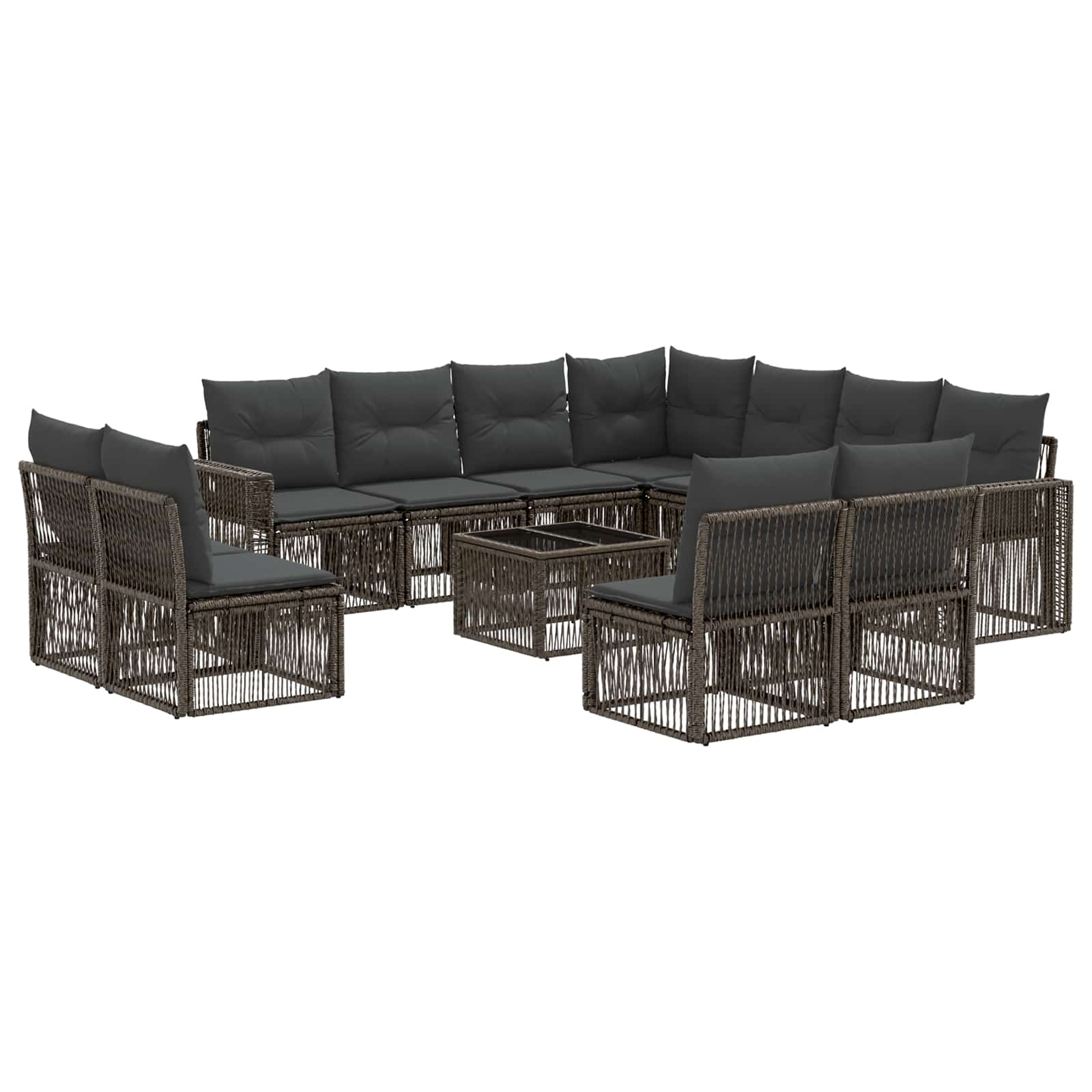 Sjedeća garnitura za vrt 12 pcs Siva i tamno siva poliratan