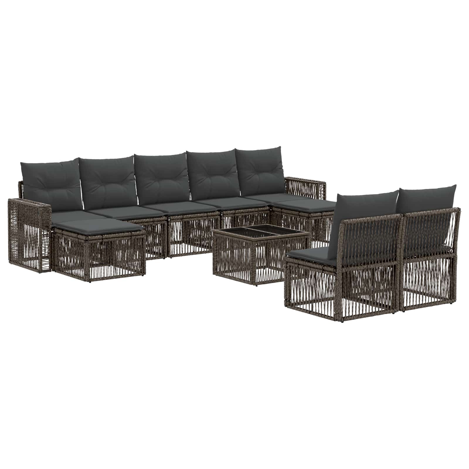 Sjedeća garnitura za vrt 10 pcs Siva i tamno siva poliratan