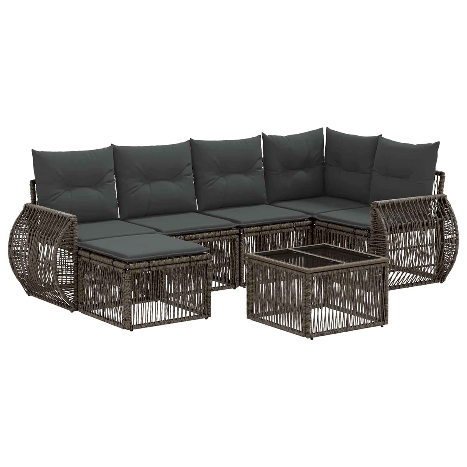 Sjedeća garnitura za vrt 7 pcs Siva i tamno siva poliratan