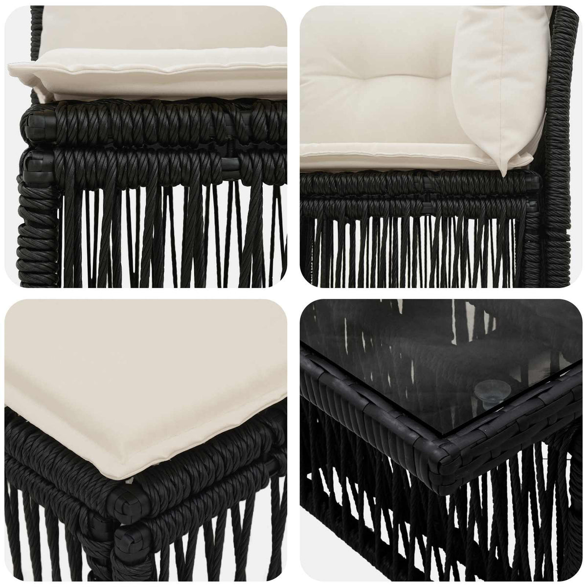 Sjedeća garnitura za vrt 5 kom. Crna poliratan 100 x 55 x 73 cm