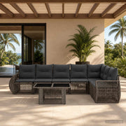 Sjedeća garnitura za vrt 8 kom. Siva i tamno siva poliratan