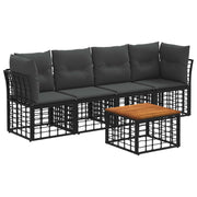 Set vanjskih sofa 5 pcs Crna i tamno siva Poliester