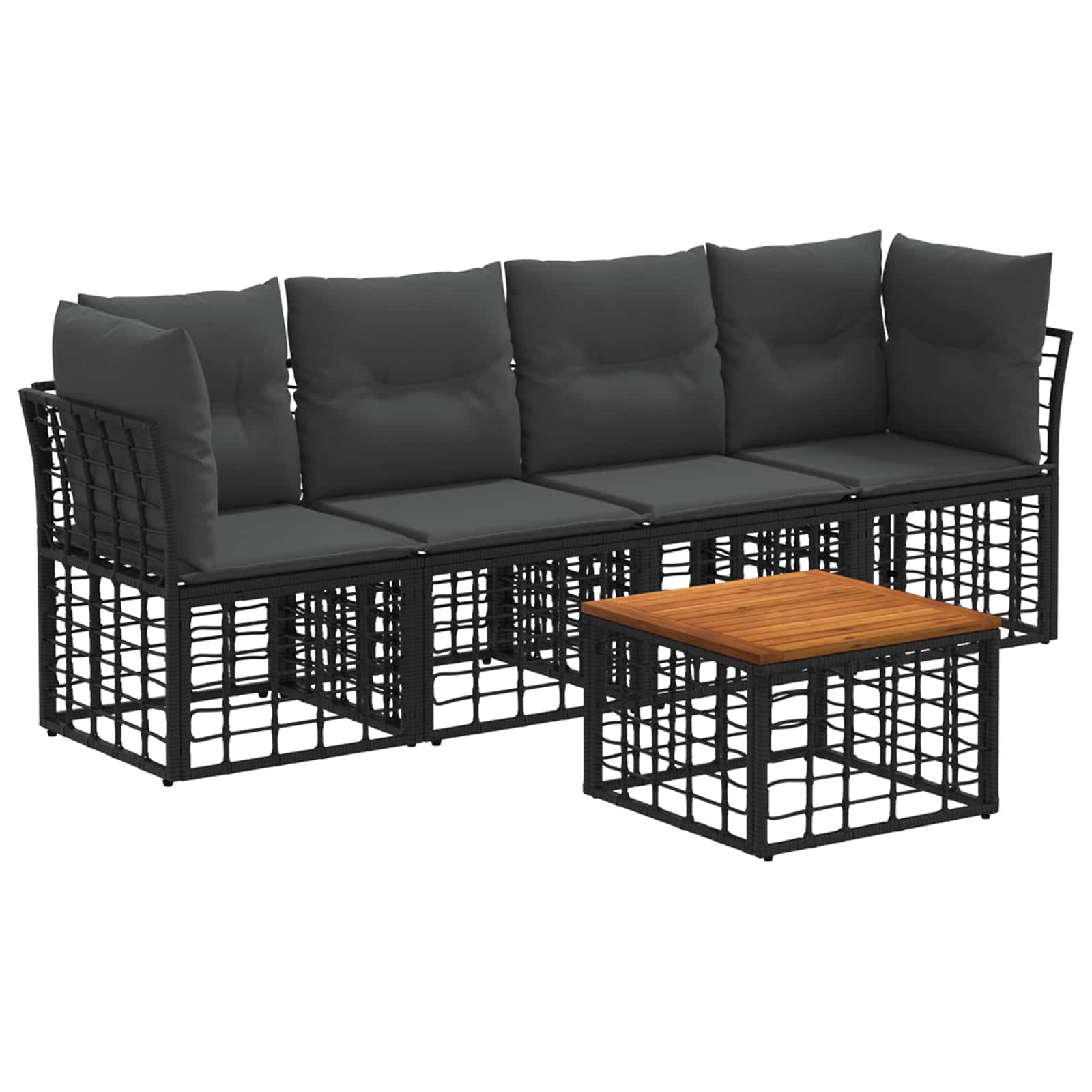 Set vanjskih sofa 5 pcs Crna i tamno siva Poliester