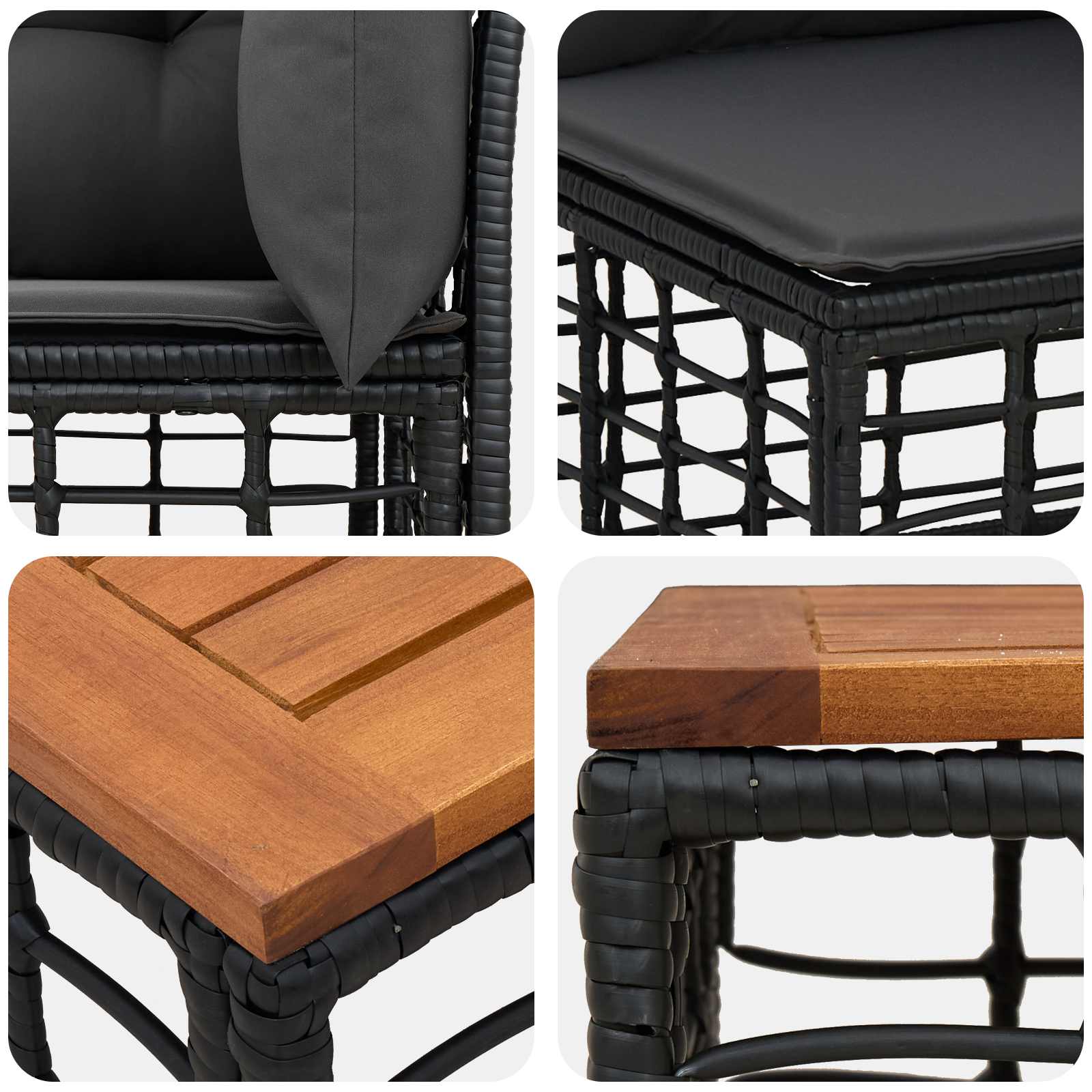 Set vanjskih sofa 6 kom. Crna i tamno siva poliratan
