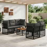 Set vanjskih sofa 6 kom. Crna i tamno siva poliratan