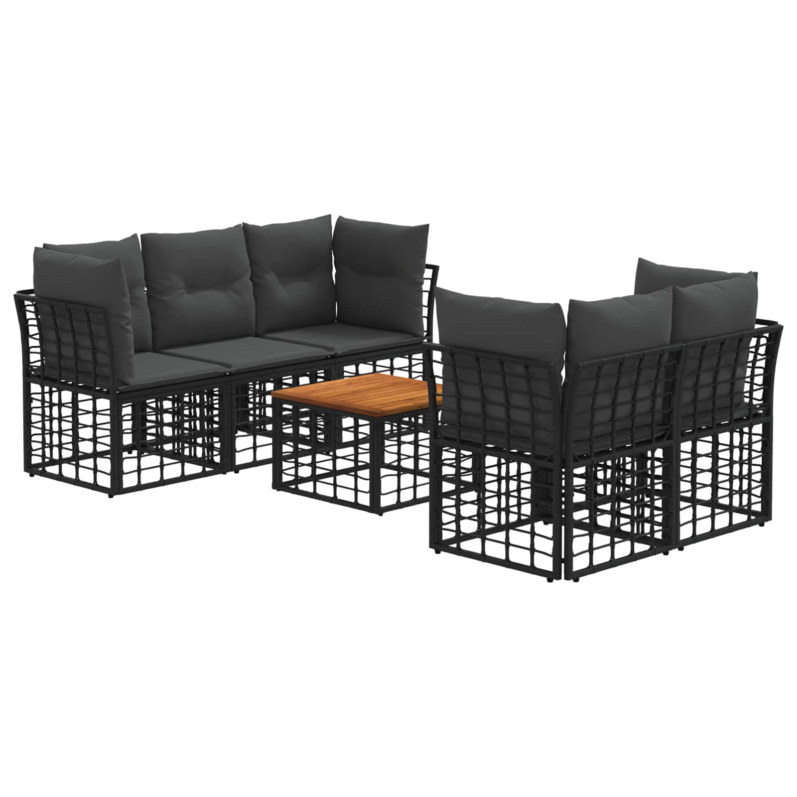 Set vanjskih sofa 6 kom. Crna i tamno siva poliratan