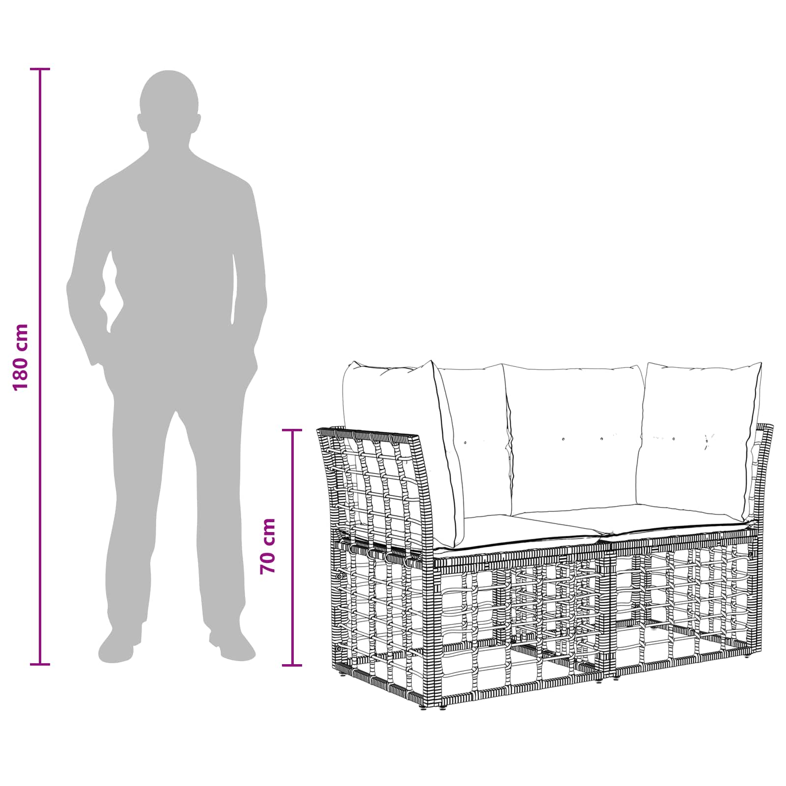 Set vanjskih sofa 6 kom. Crna i tamno siva poliratan