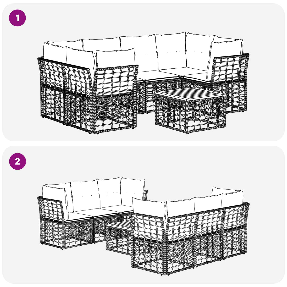 Set vanjskih sofa 7 kom. Prirodna i krema bijela poliratan