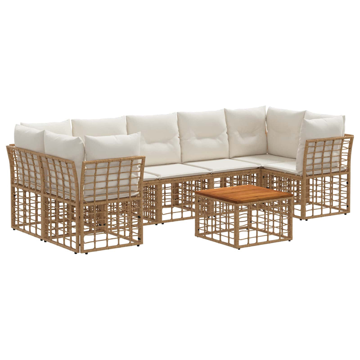 Set vanjskih sofa 8 kom. Prirodna i krema bijela poliratan
