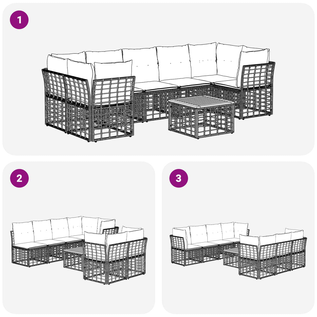 Set vanjskih sofa 8 kom. Prirodna i krema bijela poliratan