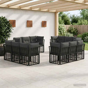 Set vanjskih sofa Crna Poliester