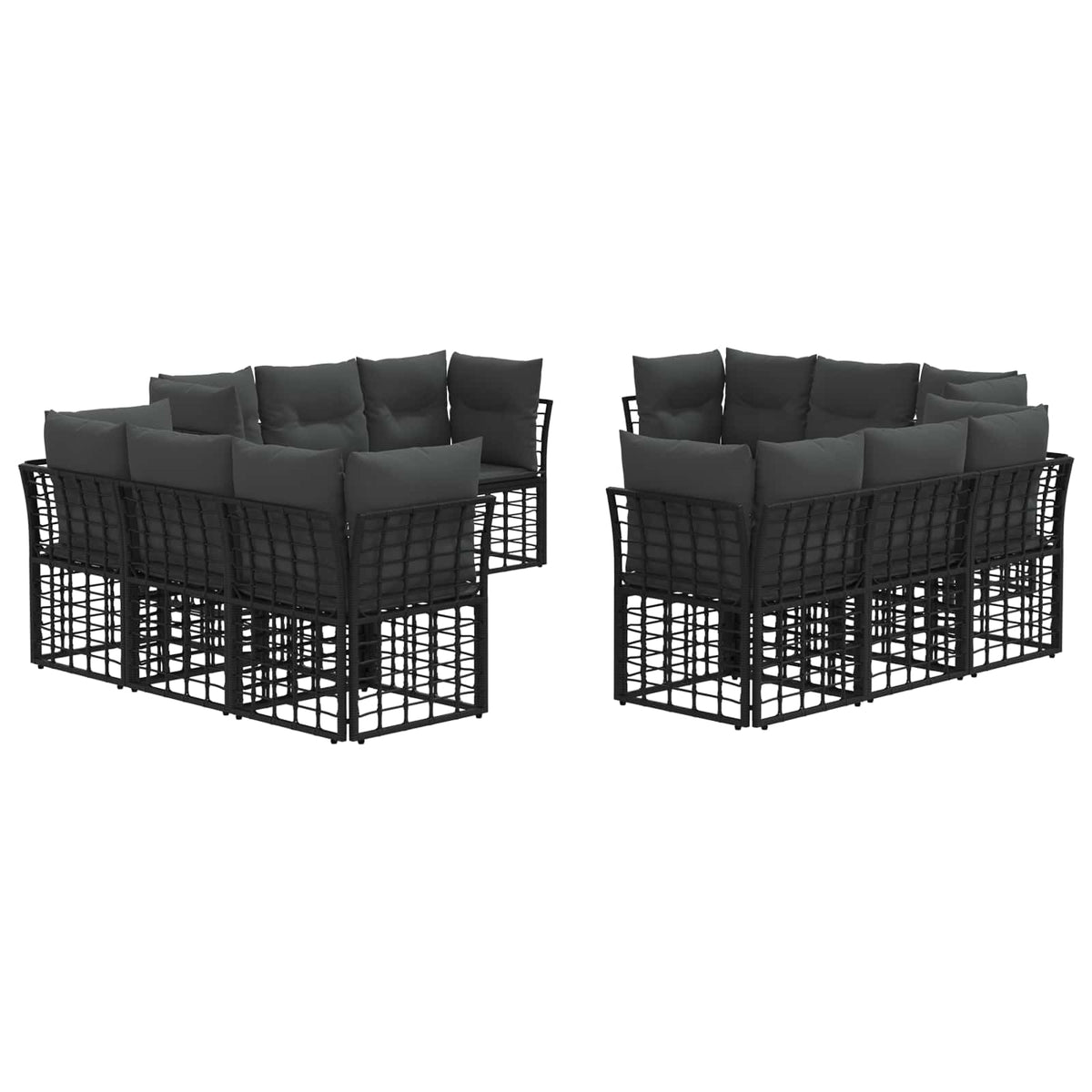 Set vanjskih sofa Crna Poliester