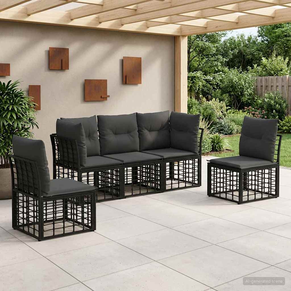 Set vanjskih sofa Crna Poliester
