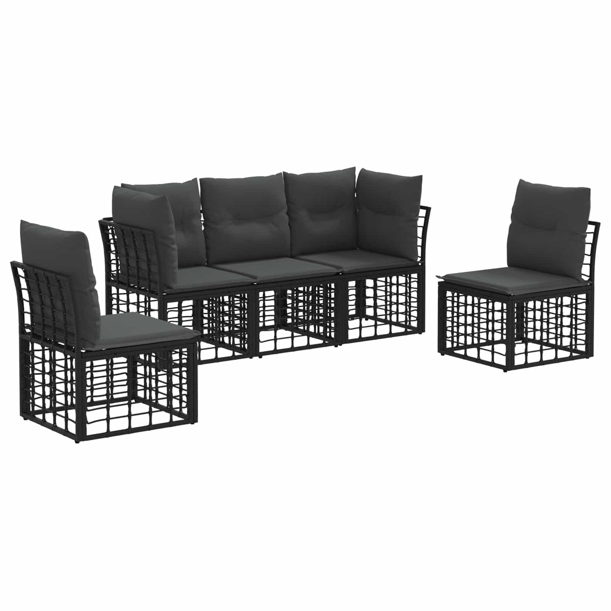 Set vanjskih sofa Crna Poliester