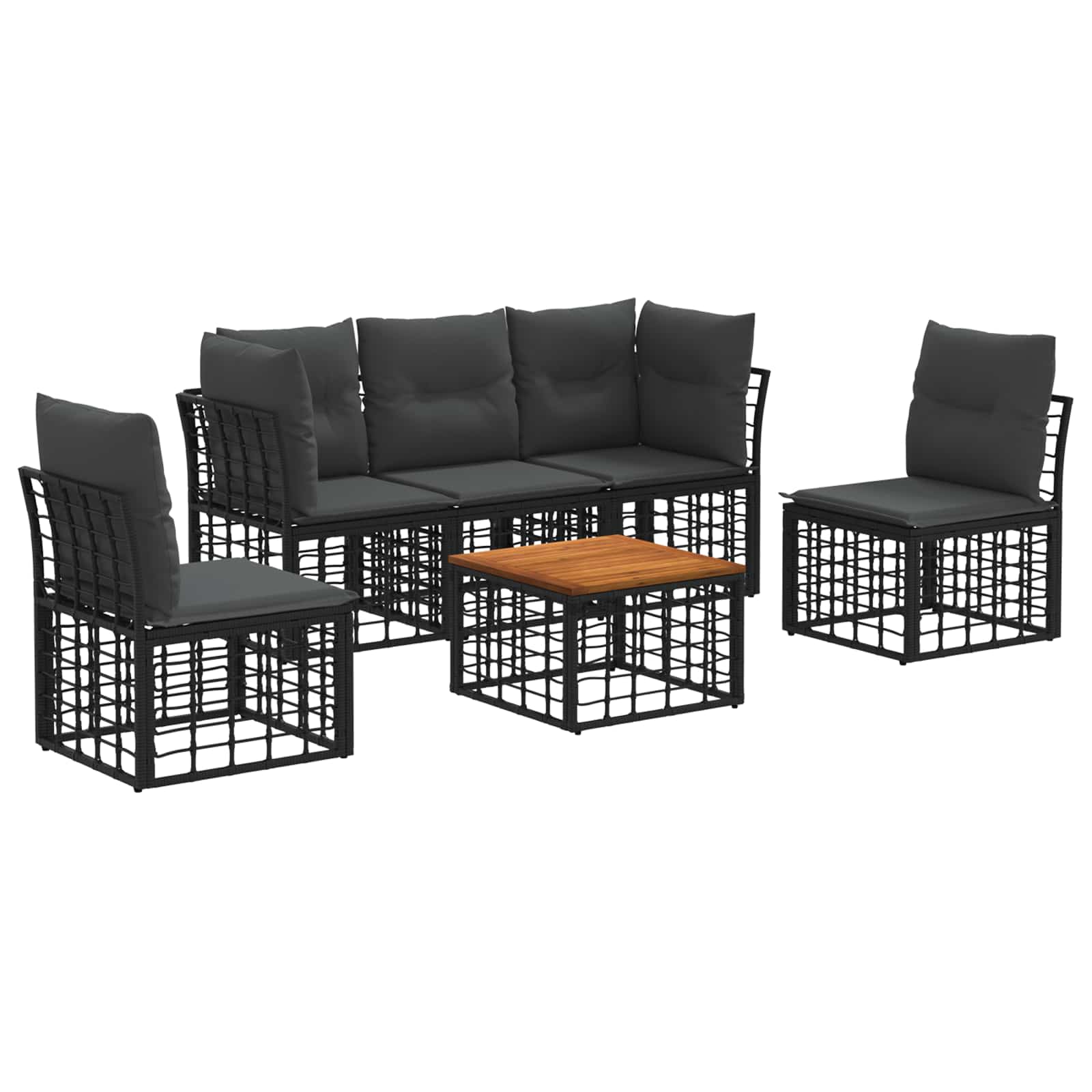 Set vanjskih sofa 6 pcs Crna i tamno siva Poliester