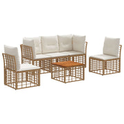 Set vanjskih sofa 6 pcs Prirodna i krema bijela Poliester