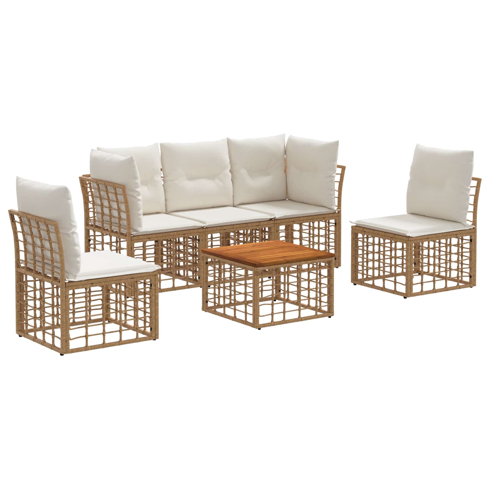 Set vanjskih sofa 6 pcs Prirodna i krema bijela Poliester