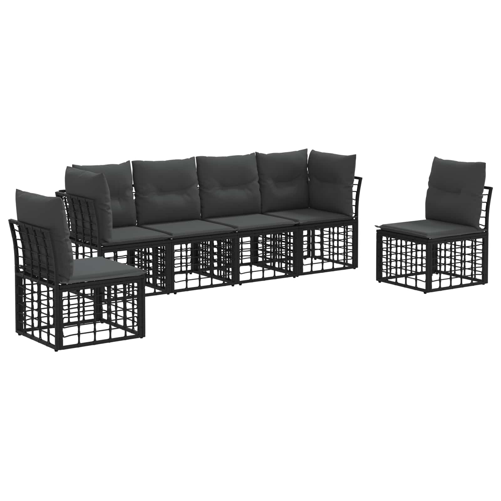 Set vanjskih sofa Crna Poliester